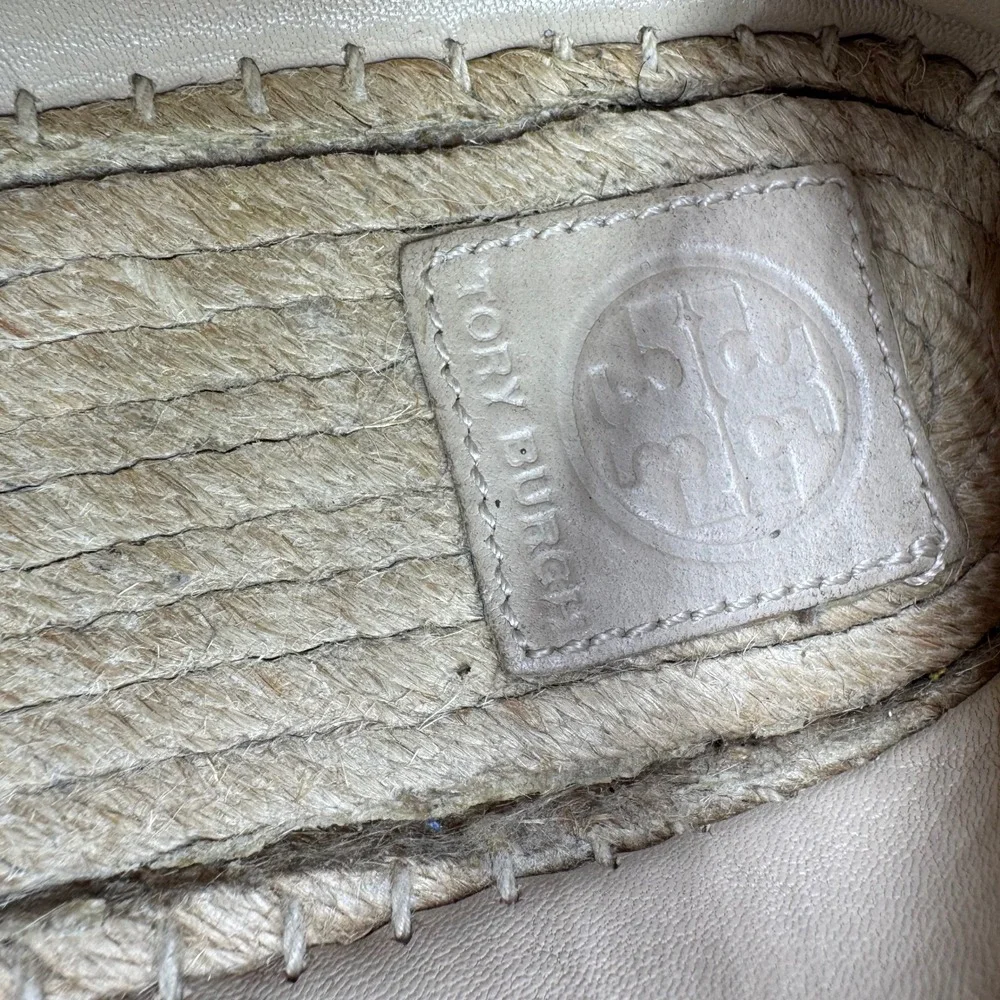 Tory Burch Espadrille Flats Women 8 Tan Laser Cut Suede Boho Summer Chic‎